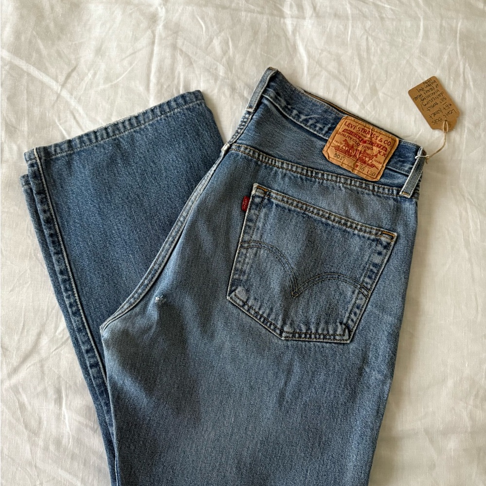 VINTAGE Y2K Levi’s 501 Jeans Red Tab Distressed Denim Jeans - Non Selvedge